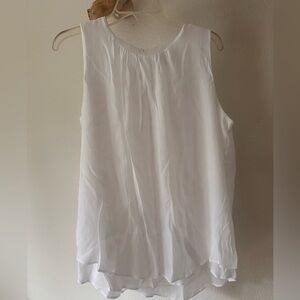 Women’s White Layered Chiffon Tank Top